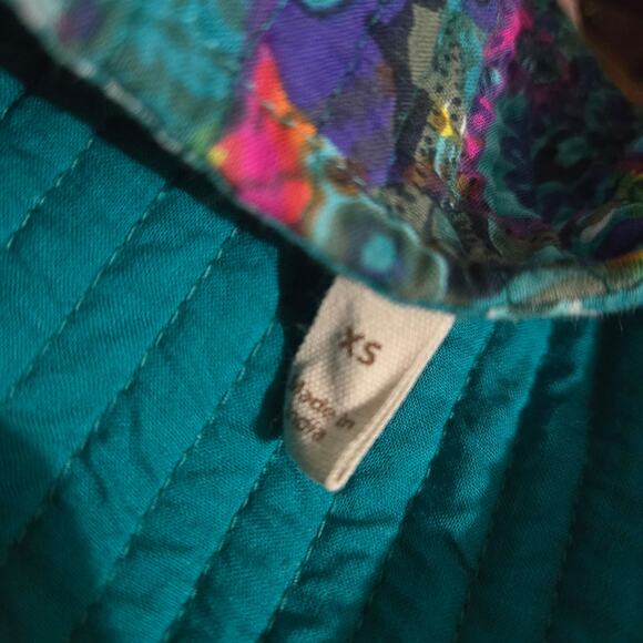 Soft Surroundings Quilted Jacket Green Paisley Cotton Mandala Print Artistic XS - Picture 7 of 16